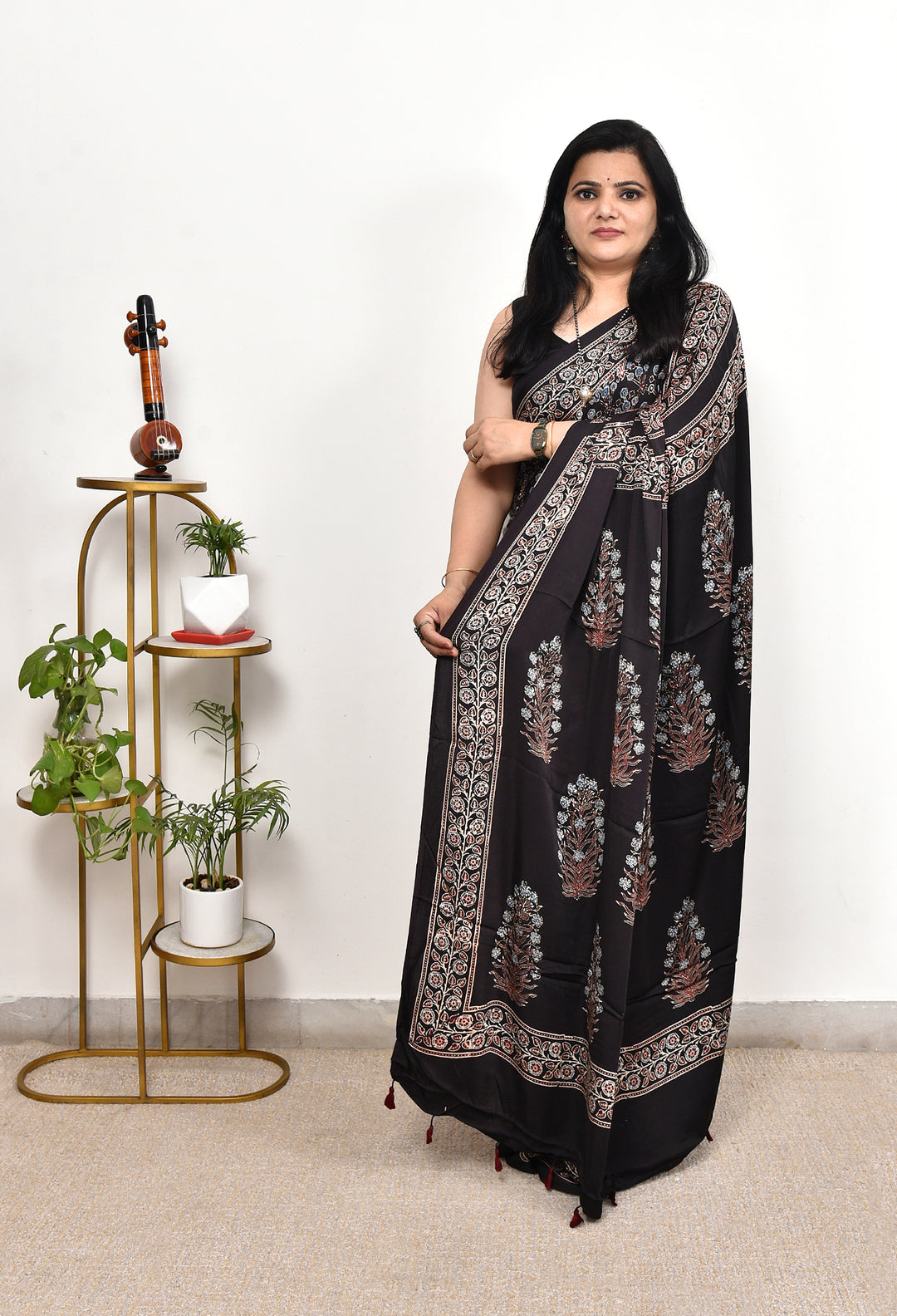 NISIKA : AJRAKH HANDBLOCK MODAL SILK SAREE