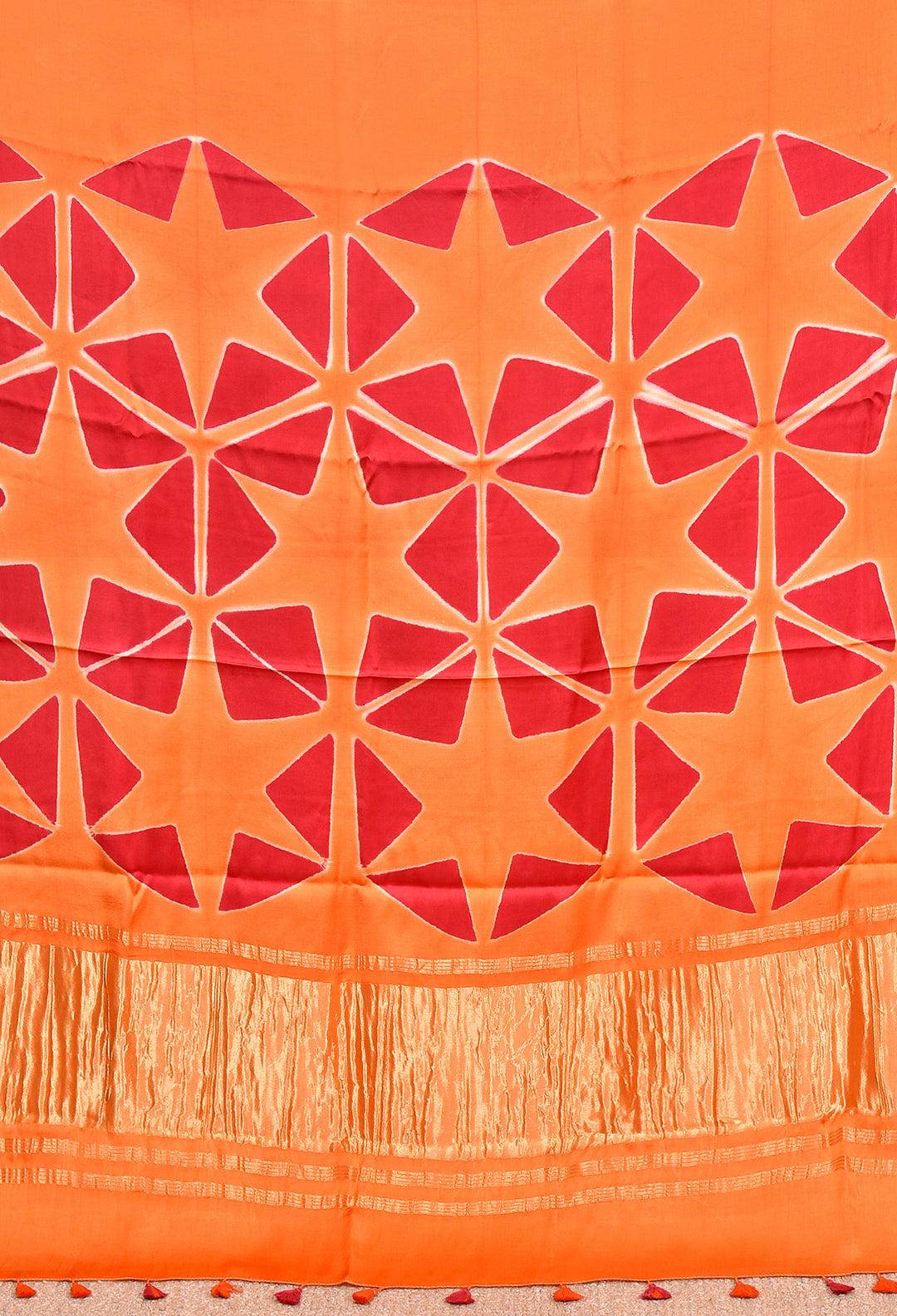 KUNTI : HANDMADE CLAMP DYED MODAL SILK SAREE WITH TISSUE PALLU