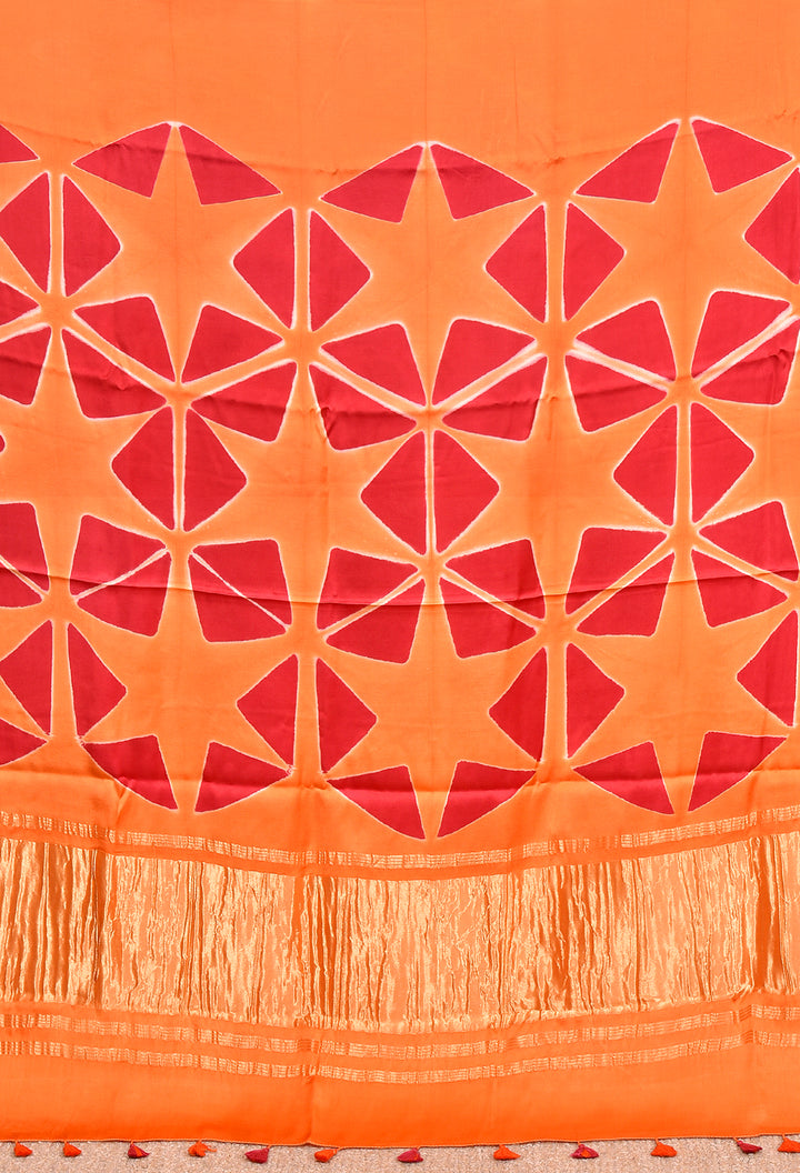 KUNTI : HANDMADE CLAMP DYED MODAL SILK SAREE WITH TISSUE PALLU
