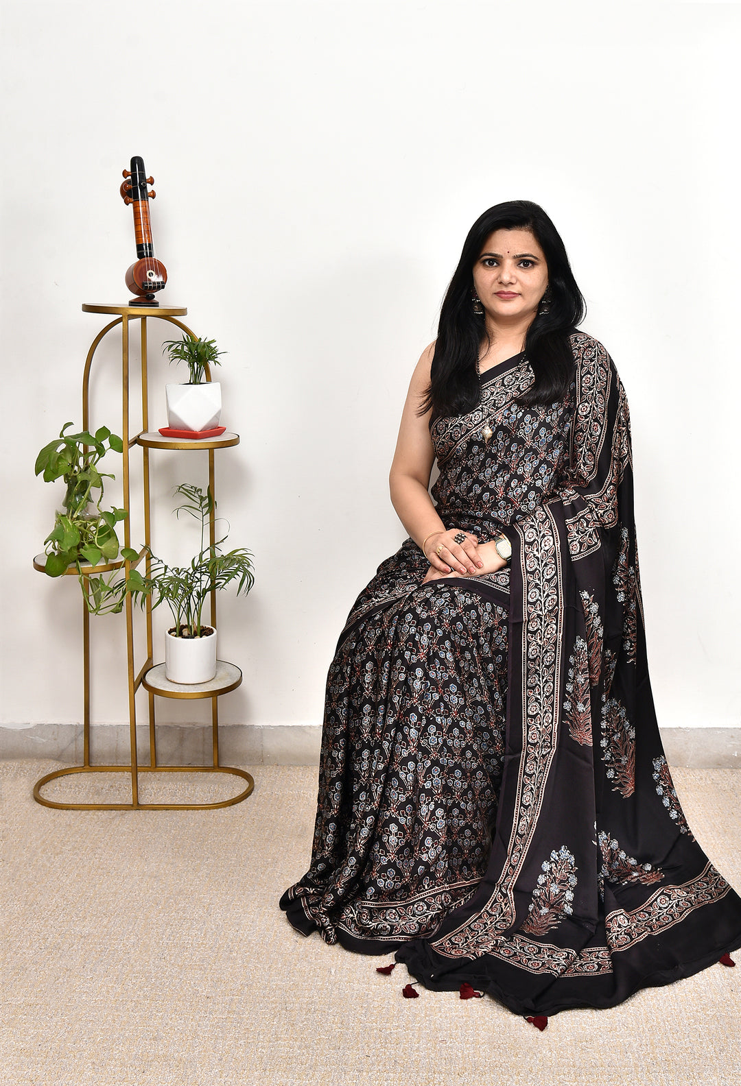 NISIKA : AJRAKH HANDBLOCK MODAL SILK SAREE