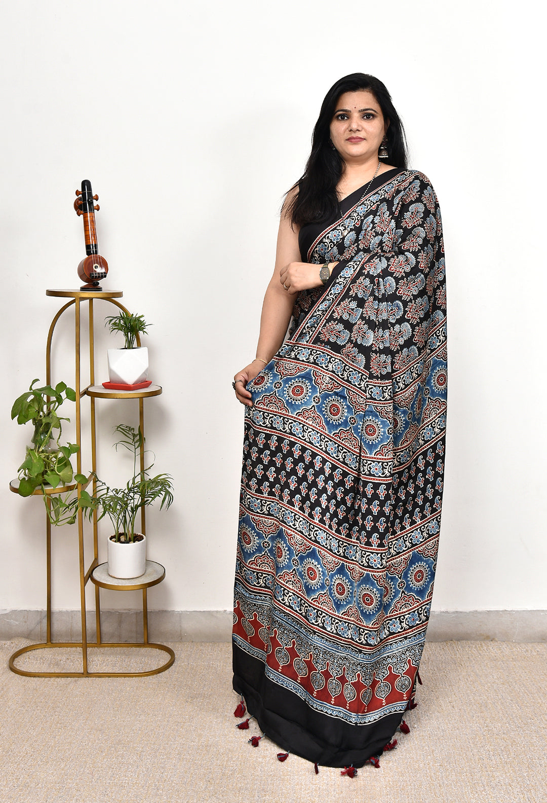 ATHARVI : AJRAKH HANDBLOCK MODAL SILK SAREE
