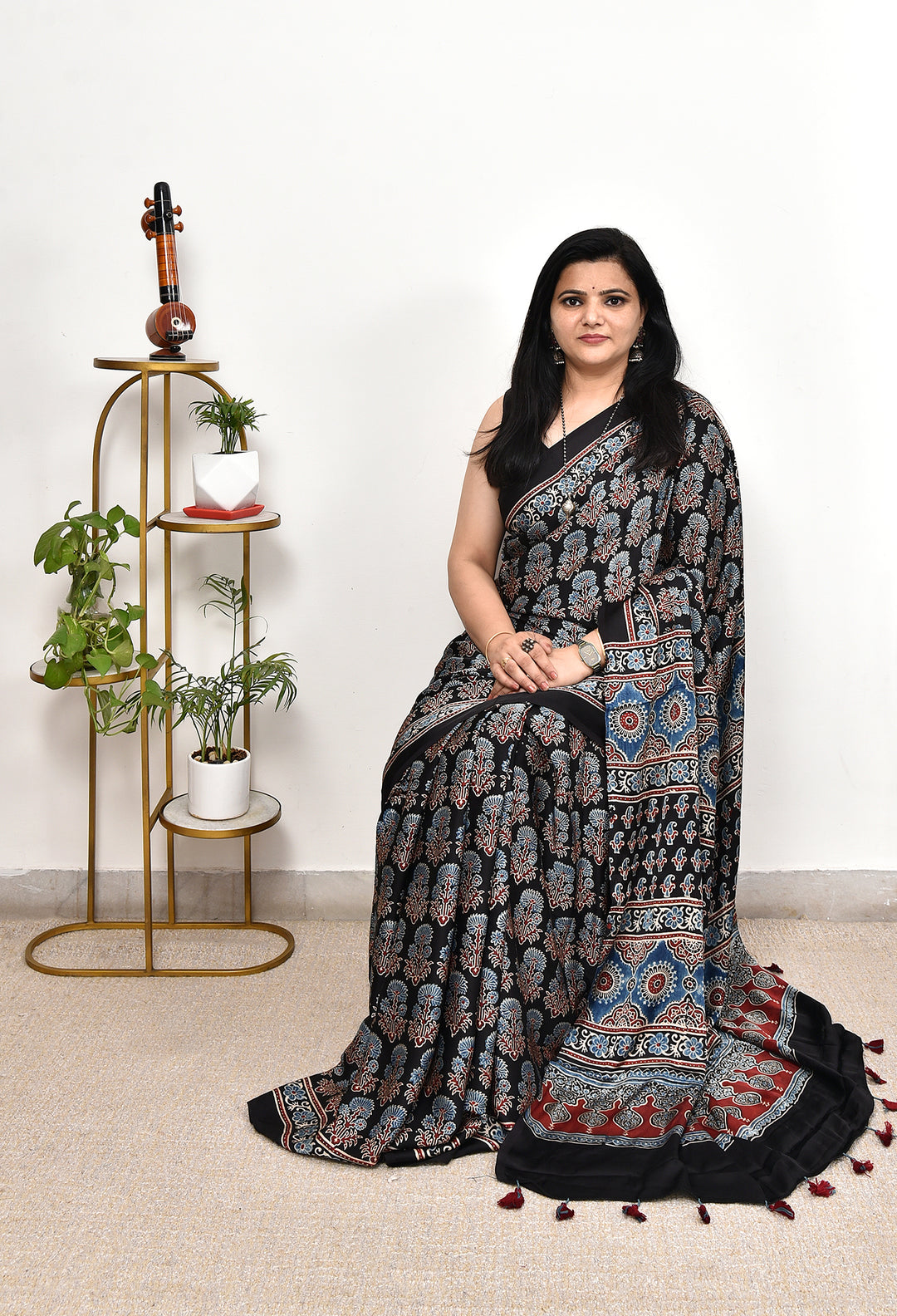 ATHARVI : AJRAKH HANDBLOCK MODAL SILK SAREE