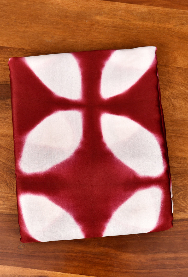 UMA : HANDMADE CLAMP DYED MODAL SILK SAREE WITH TISSUE PALLU