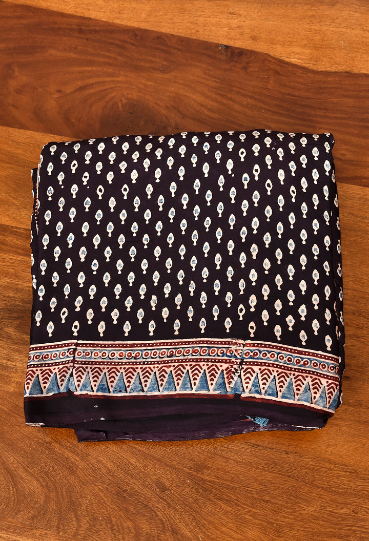 CHANDRESHI : AJRAKH HANDBLOCK MODAL SILK SAREE