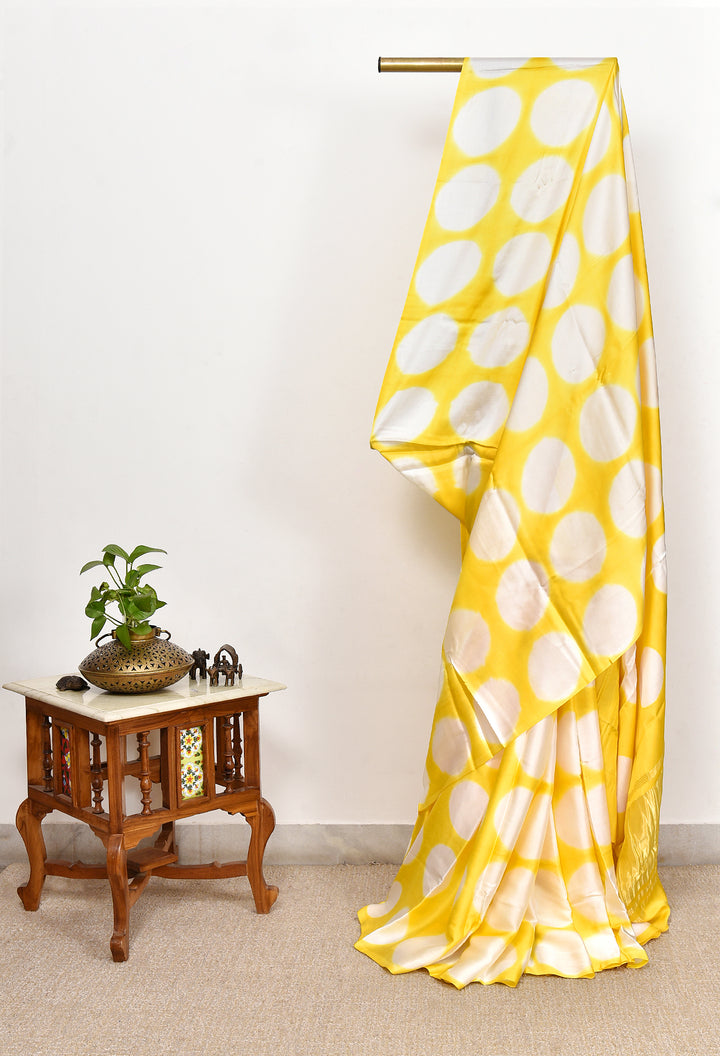 YASHITA : HANDMADE CLAMP DYED MODAL SILK SAREE WITH TISSUE PALLU