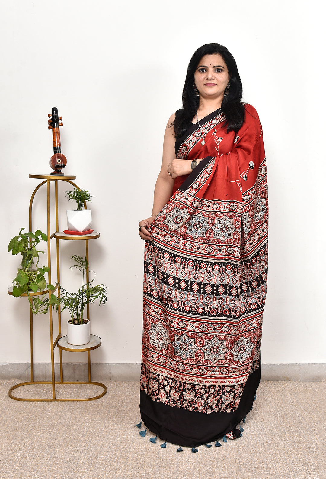 KRUPA : AJRAKH HANDBLOCK MODAL SILK SAREE