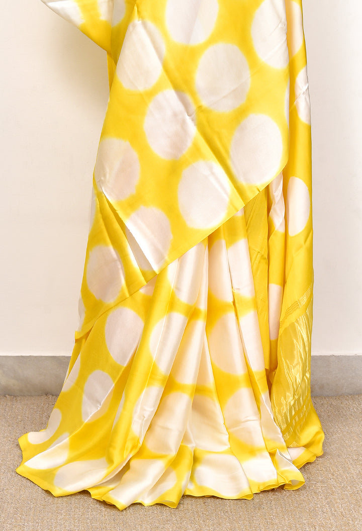 YASHITA : HANDMADE CLAMP DYED MODAL SILK SAREE WITH TISSUE PALLU