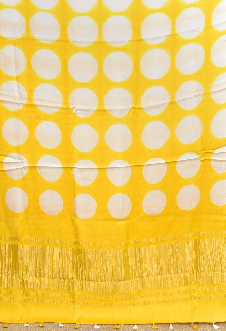 YASHITA : HANDMADE CLAMP DYED MODAL SILK SAREE WITH TISSUE PALLU