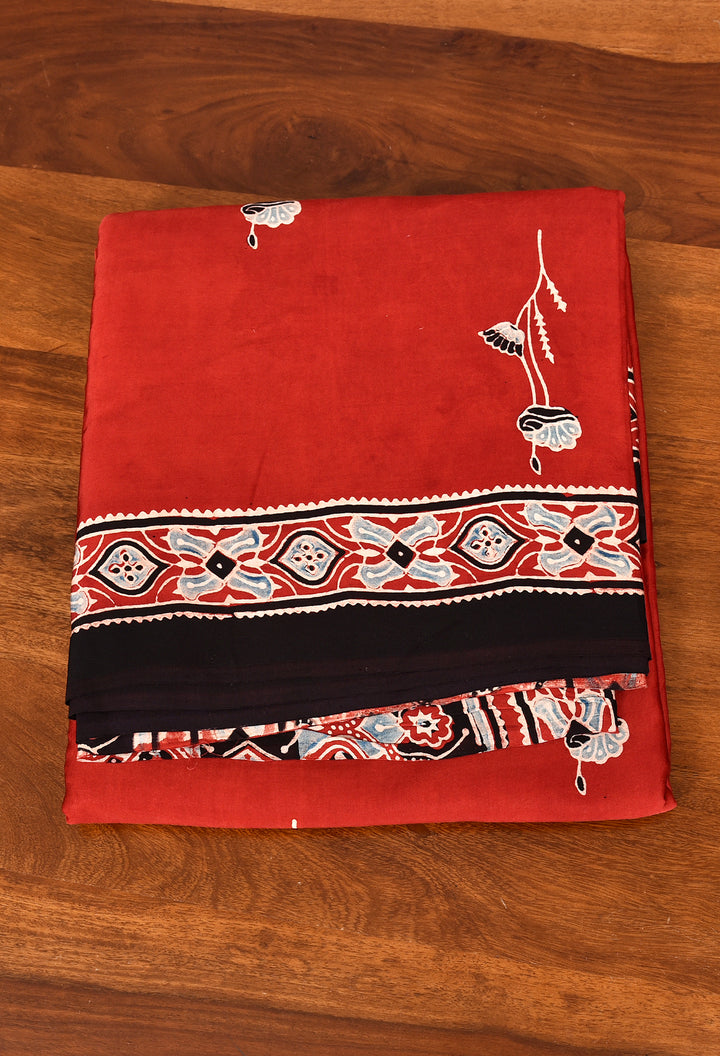 KRUPA : AJRAKH HANDBLOCK MODAL SILK SAREE