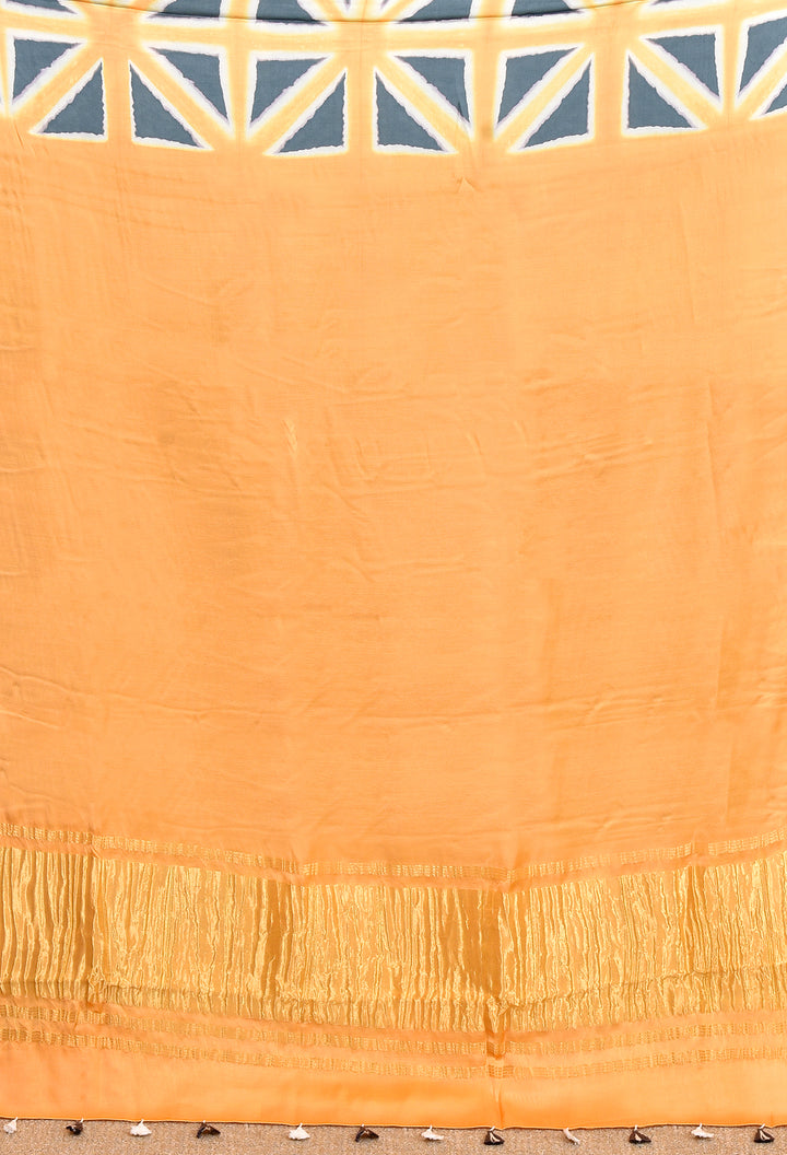 SULTANA : HANDMADE CLAMP DYED MODAL SILK SAREE WITH TISSUE PALLU