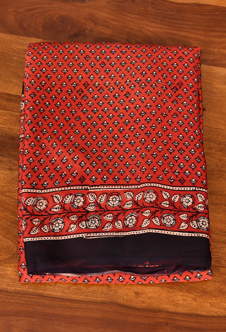 MANJRITA : AJRAKH HANDBLOCK MODAL SILK SAREE