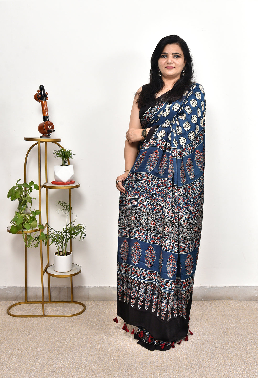 NAIMA : AJRAKH HANDBLOCK MODAL SILK SAREE