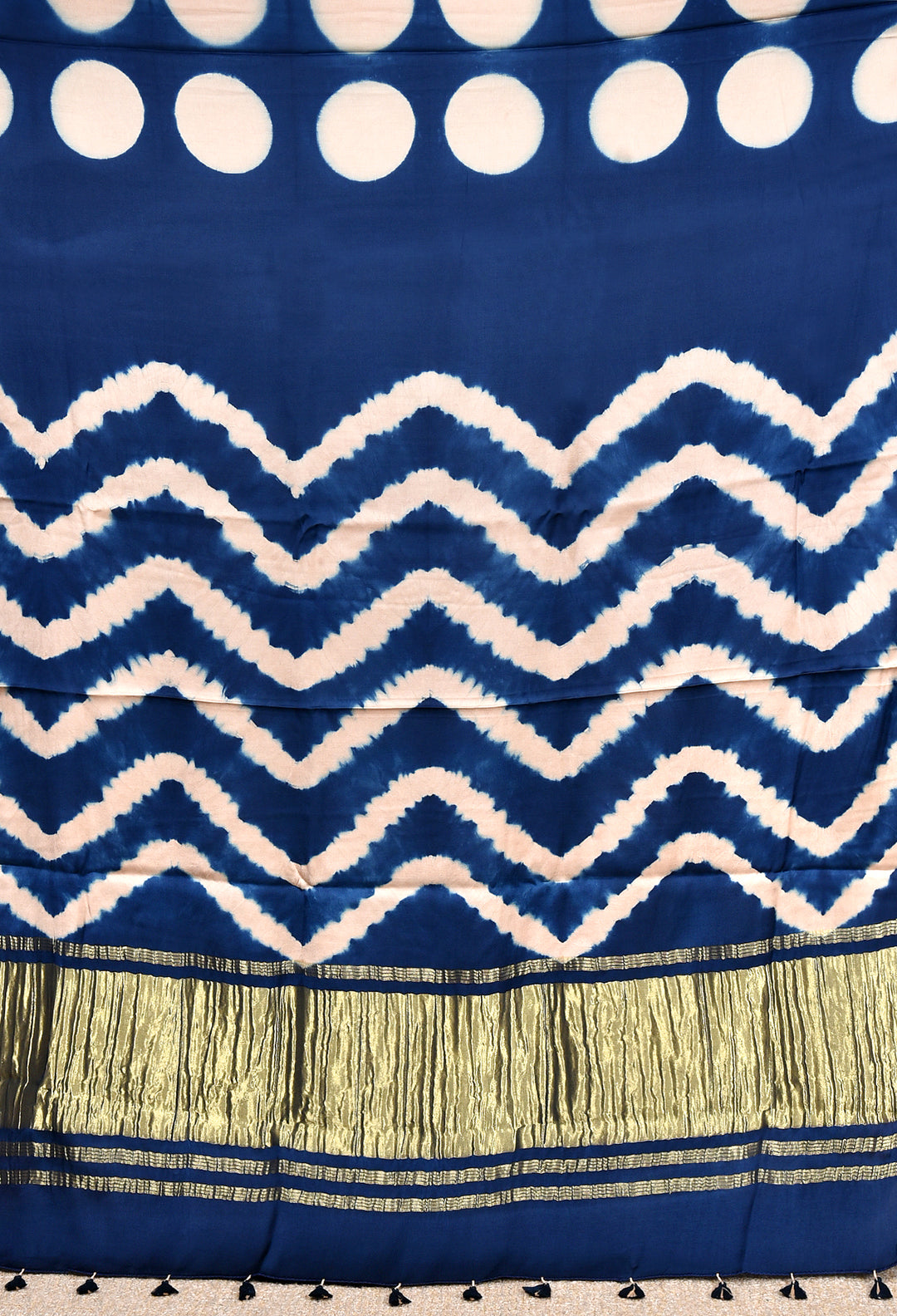 NOVAMI : HANDMADE CLAMP DYED MODAL SILK SAREE WITH TISSUE PALLU