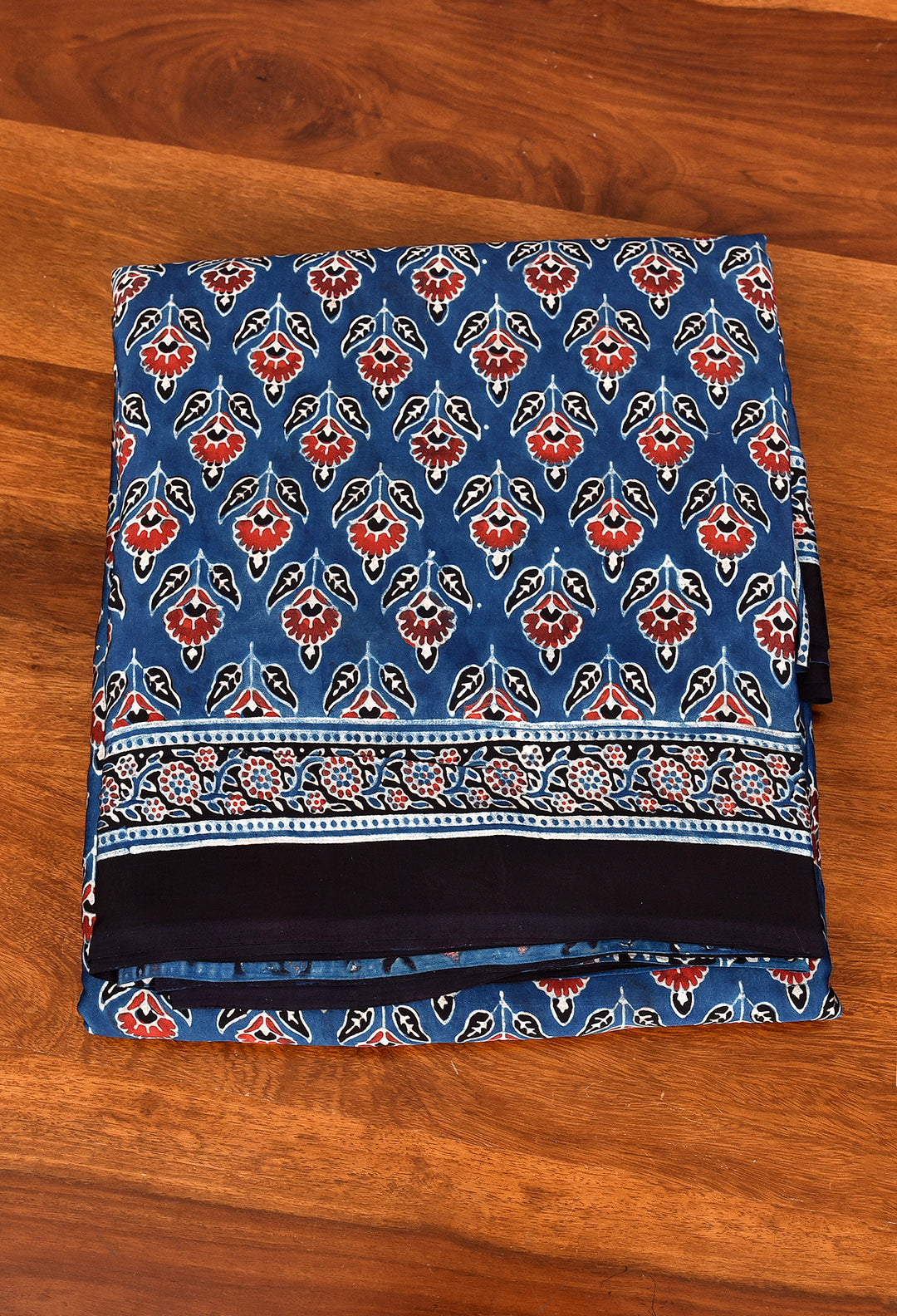 TUPKI : AJRAKH HANDBLOCK MODAL SILK SAREE