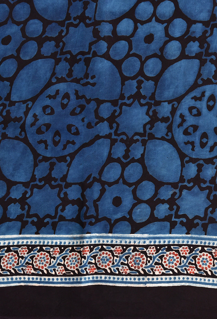 TUPKI : AJRAKH HANDBLOCK MODAL SILK SAREE