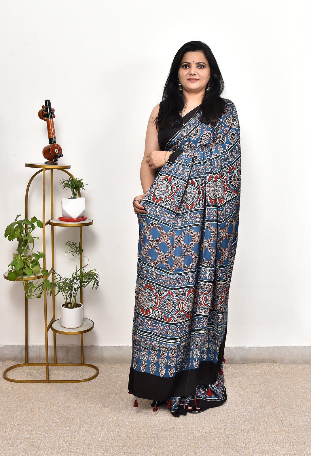 SARISHA : AJRAKH HANDBLOCK MODAL SILK SAREE