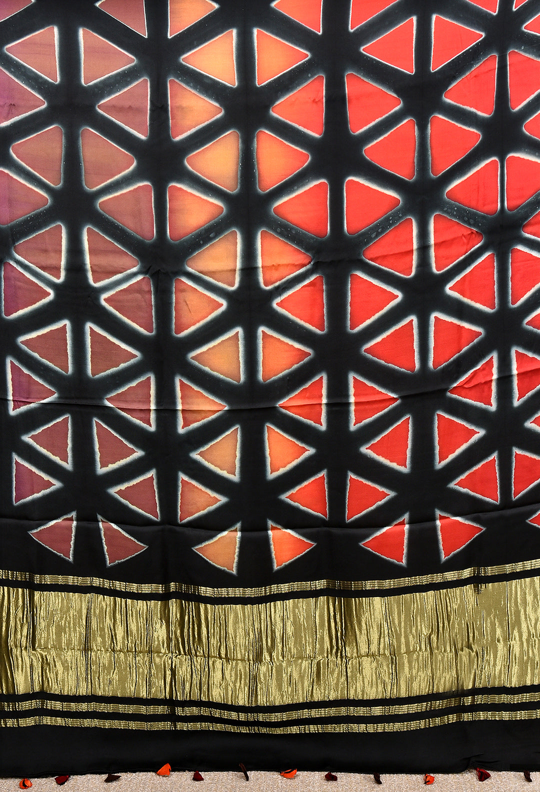 MANTHANI : HANDMADE CLAMP DYED MODAL SILK SAREE WITH TISSUE PALLU