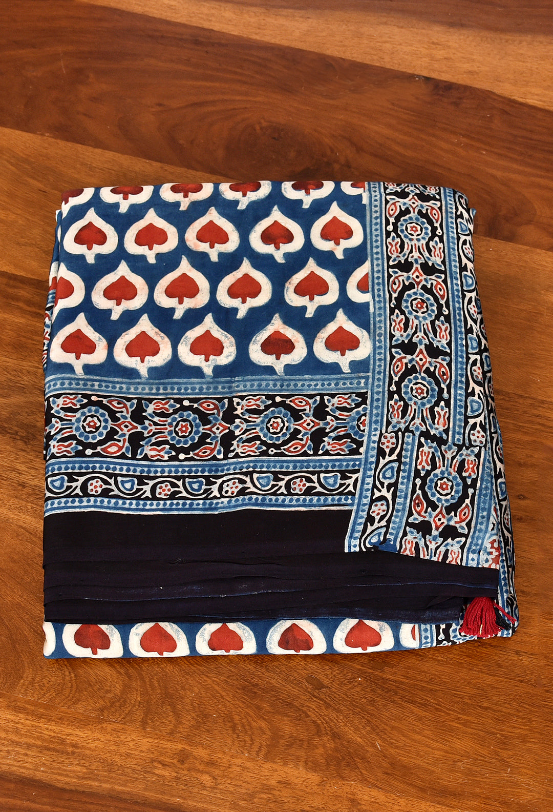 ELORAA: AJRAKH HANDBLOCK MODAL SILK SAREE