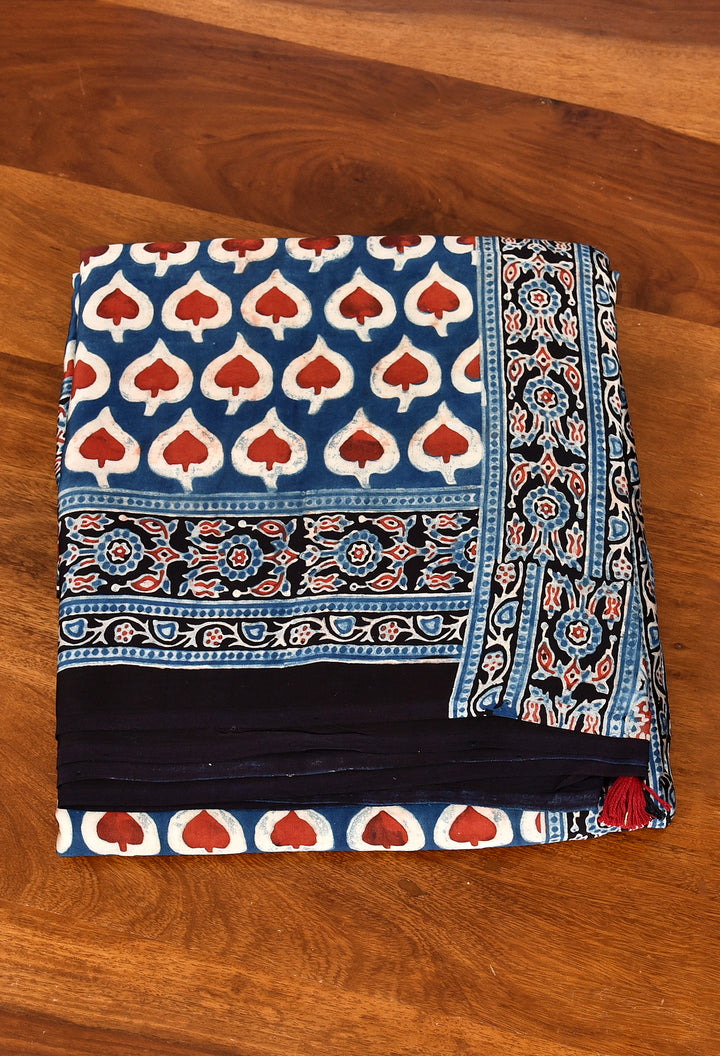 ELORAA: AJRAKH HANDBLOCK MODAL SILK SAREE