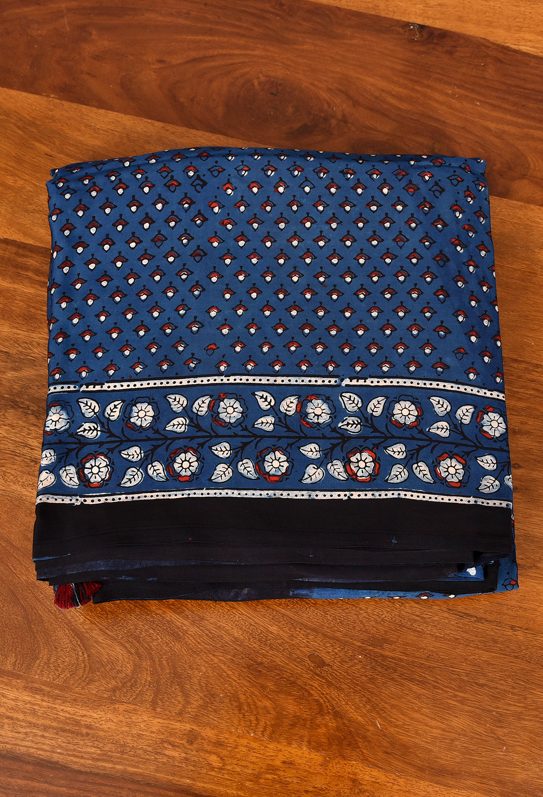 YAHVI : AJRAKH HANDBLOCK MODAL SILK SAREE