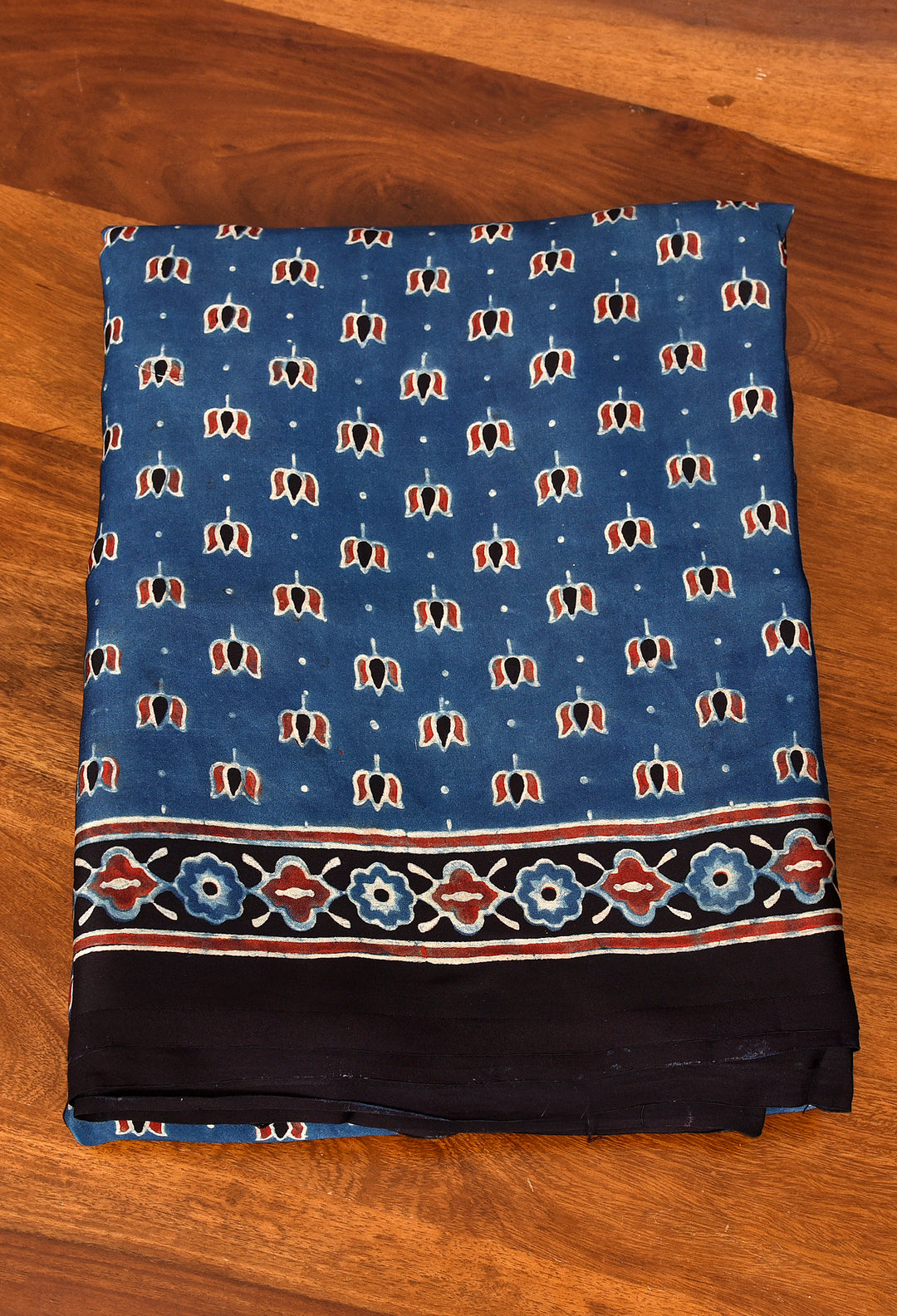 JYOTIRMAY : AJRAKH HANDBLOCK MODAL SILK SAREE WITH TISSUE PALLU