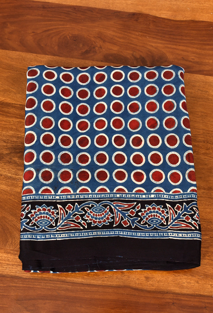 KUMARII : AJRAKH HANDBLOCK MODAL SILK SAREE WITH TISSUE PALLU