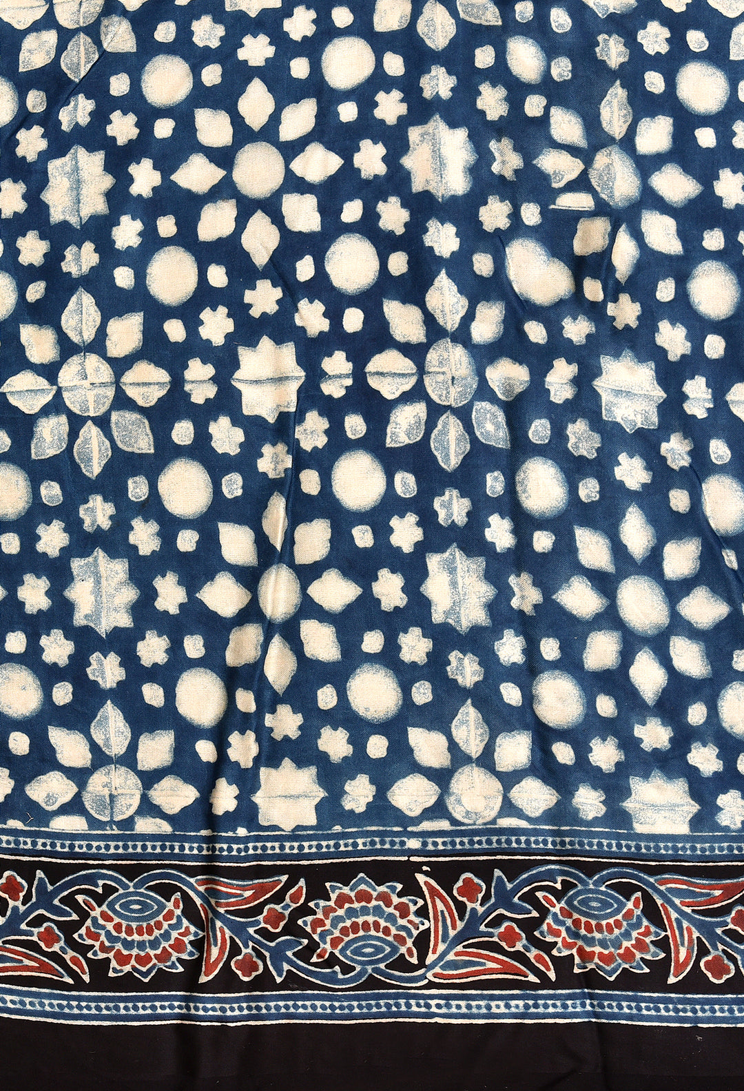 KUMARII : AJRAKH HANDBLOCK MODAL SILK SAREE WITH TISSUE PALLU