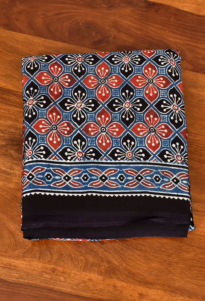 BAHAAR : AJRAKH HANDBLOCK MODAL SILK SAREE