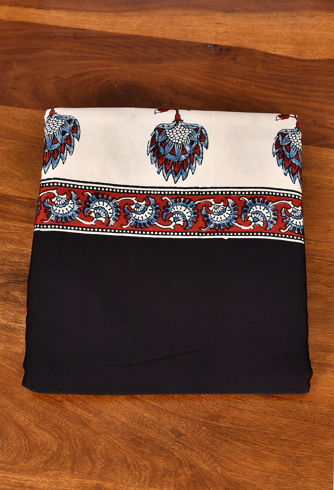 PUJASVI  : AJRAKH HANDBLOCK MODAL SILK SAREE