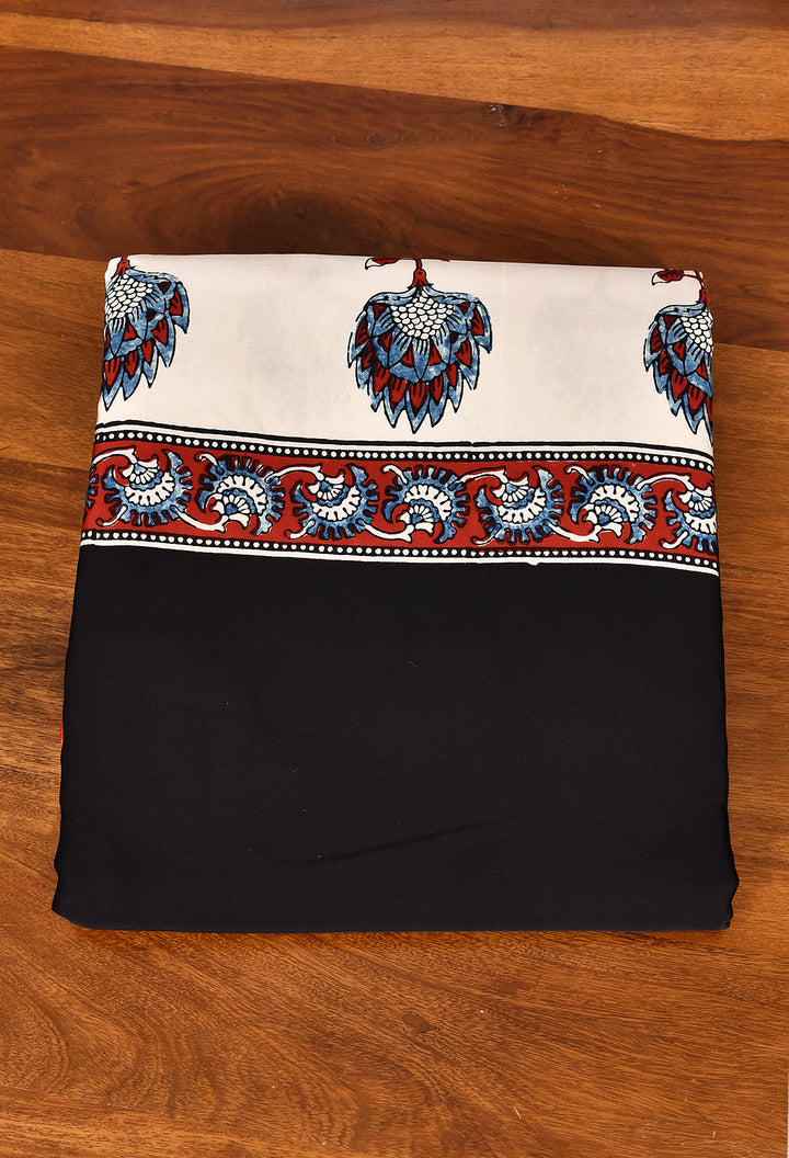 PUJASVI  : AJRAKH HANDBLOCK MODAL SILK SAREE