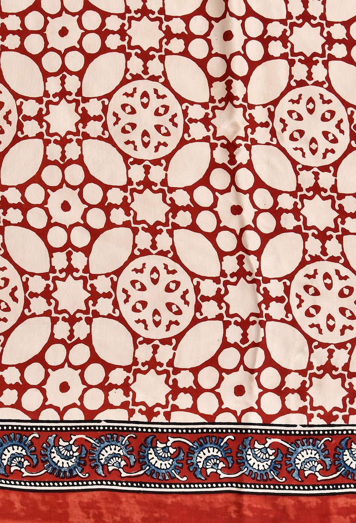 PUJASVI  : AJRAKH HANDBLOCK MODAL SILK SAREE