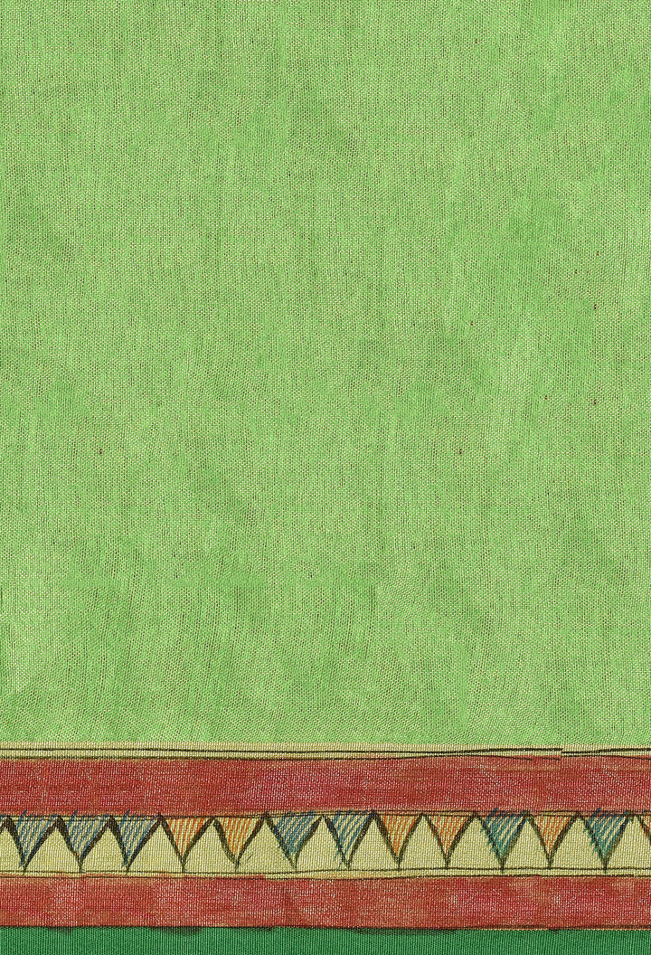 VELJI  : MADHUBANI HAND PAINTED TISSUE LINEN SAREE