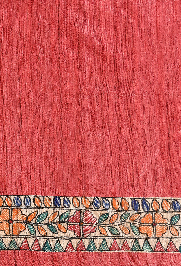 ZAIRA : MADHUBANI HAND PAINTED PURE GHICHA TUSSAR SILK SAREE