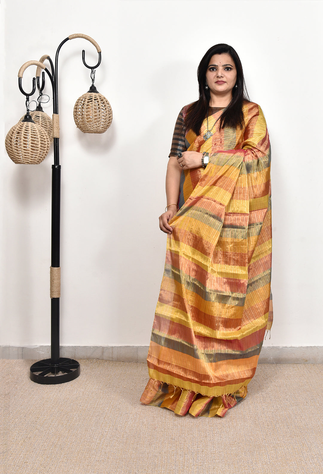 RANGMANCH : HANDWOVEN MULTICOLOUR TISSUE SILK SAREE