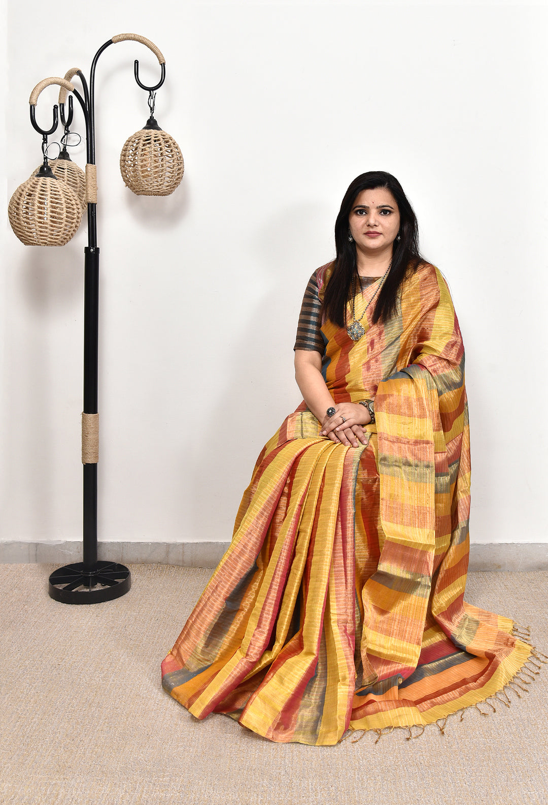 RANGMANCH : HANDWOVEN MULTICOLOUR TISSUE SILK SAREE