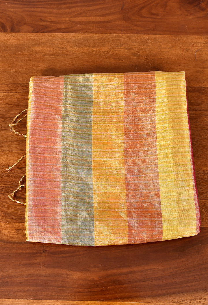 RANGMANCH : HANDWOVEN MULTICOLOUR TISSUE SILK SAREE