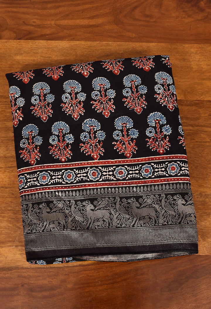 KISHTI : AJRAKH DOLA SILK SAREE WITH NAKSHI ZARI PALLU