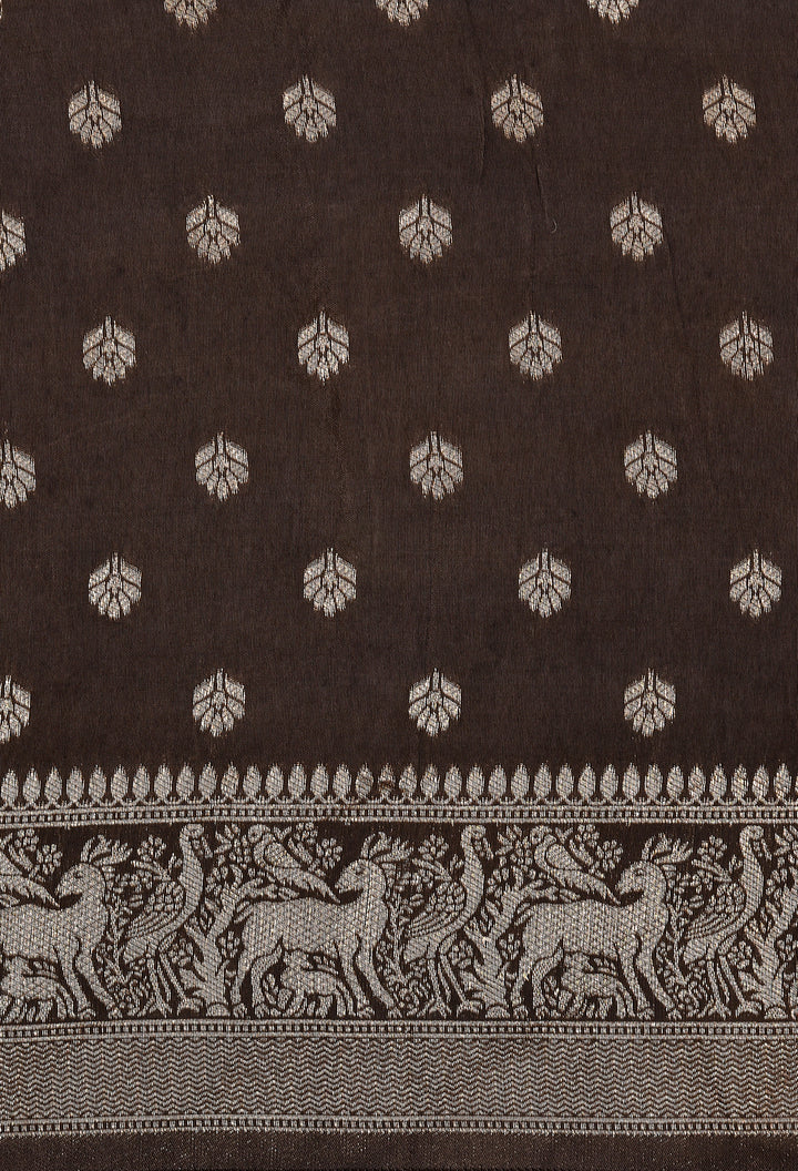 DHUNKI : AJRAKH DOLA SILK SAREE WITH NAKSHI ZARI PALLU