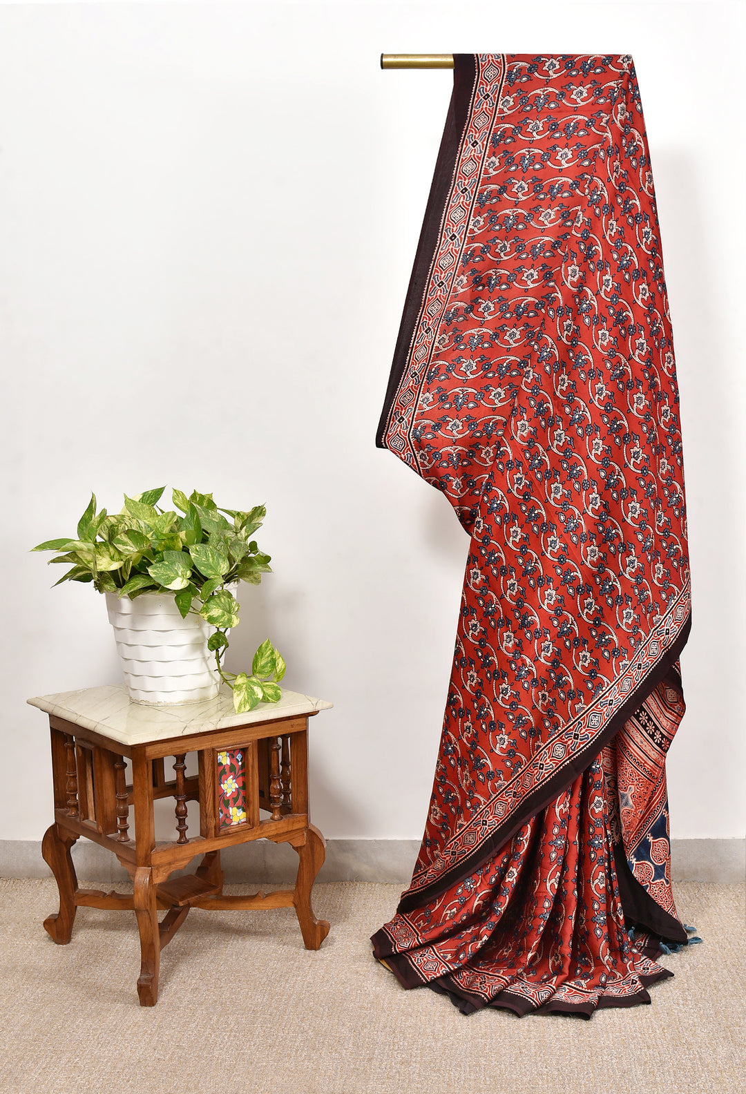 RAHBAR : AJRAKH HANDBLOCK MODAL SILK SAREE