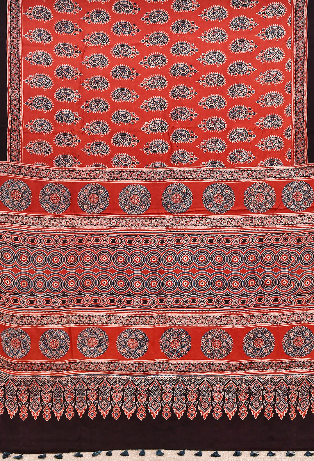 TUHINKA : AJRAKH HANDBLOCK MODAL SILK SAREE