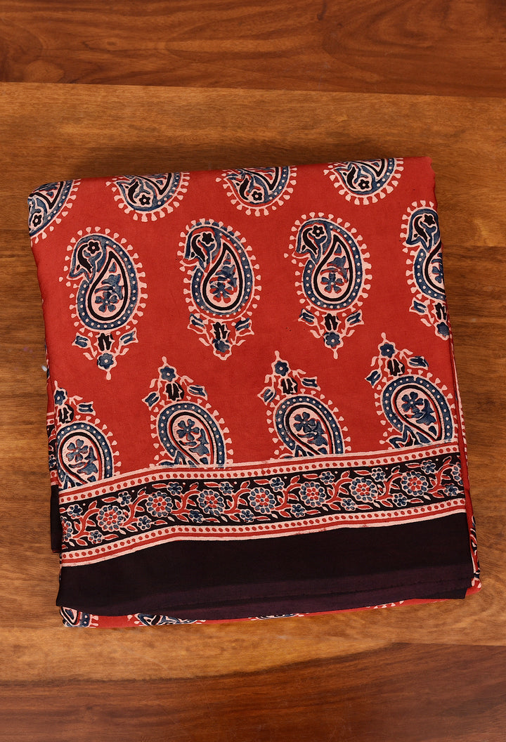 TUHINKA : AJRAKH HANDBLOCK MODAL SILK SAREE