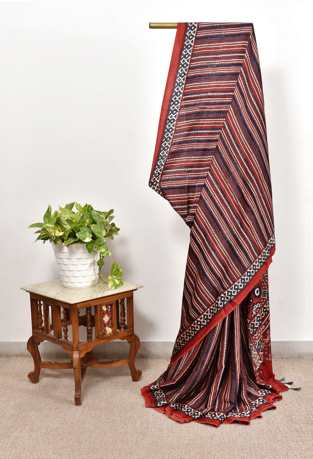 JHALKAR : AJRAKH HANDBLOCK MODAL SILK SAREE