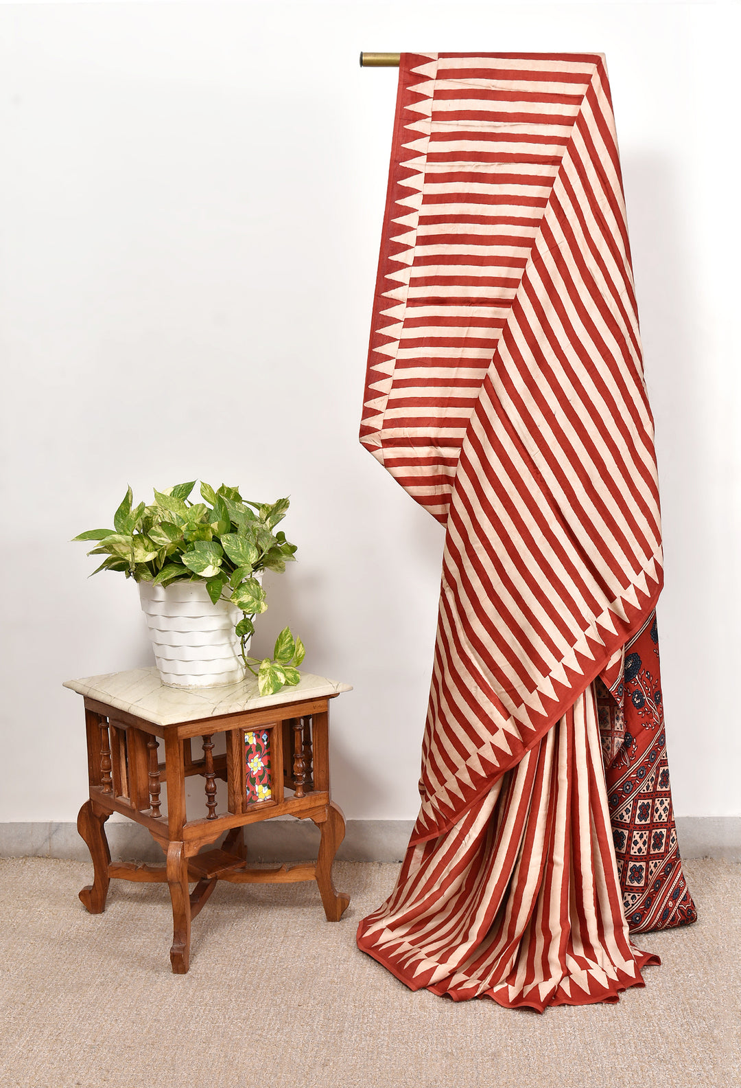 SURIKA : AJRAKH HANDBLOCK MODAL SILK SAREE
