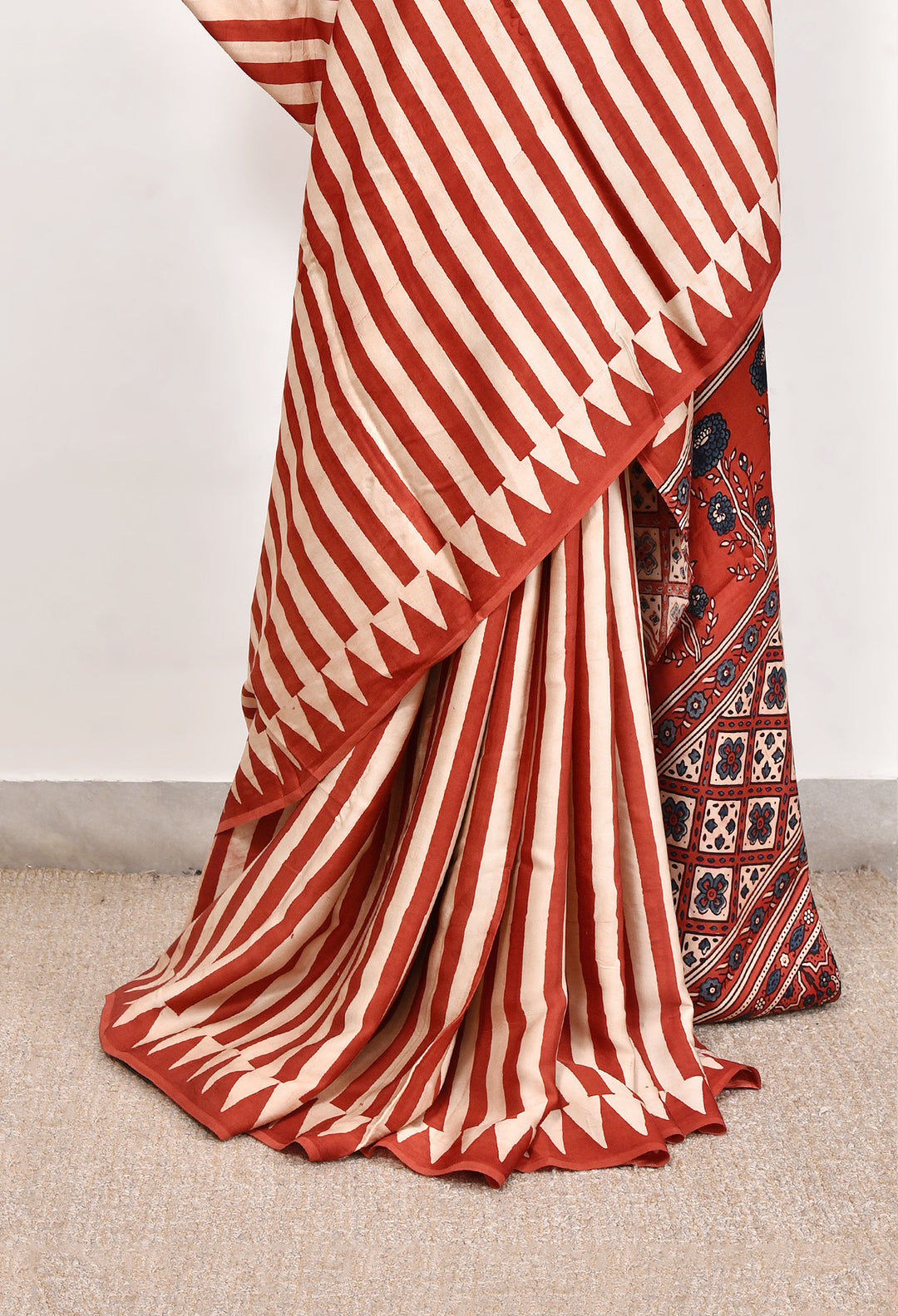 SURIKA : AJRAKH HANDBLOCK MODAL SILK SAREE