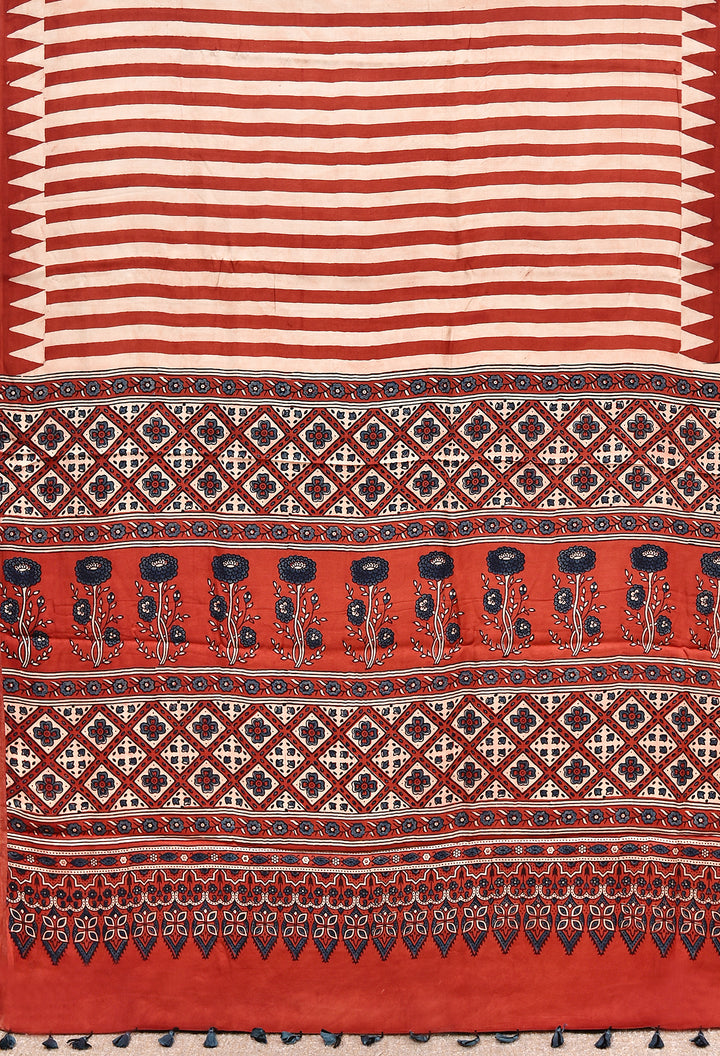 SURIKA : AJRAKH HANDBLOCK MODAL SILK SAREE