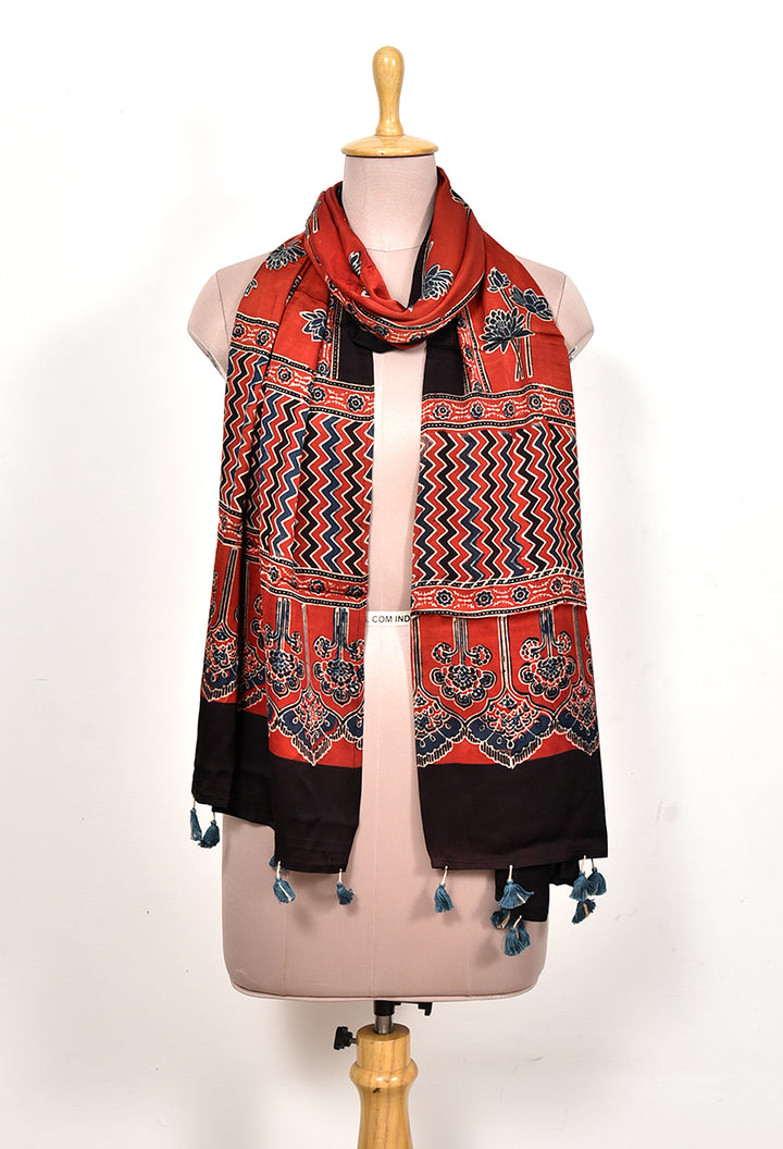 AKSHIKA : AJRAKH MODAL SILK STOLE