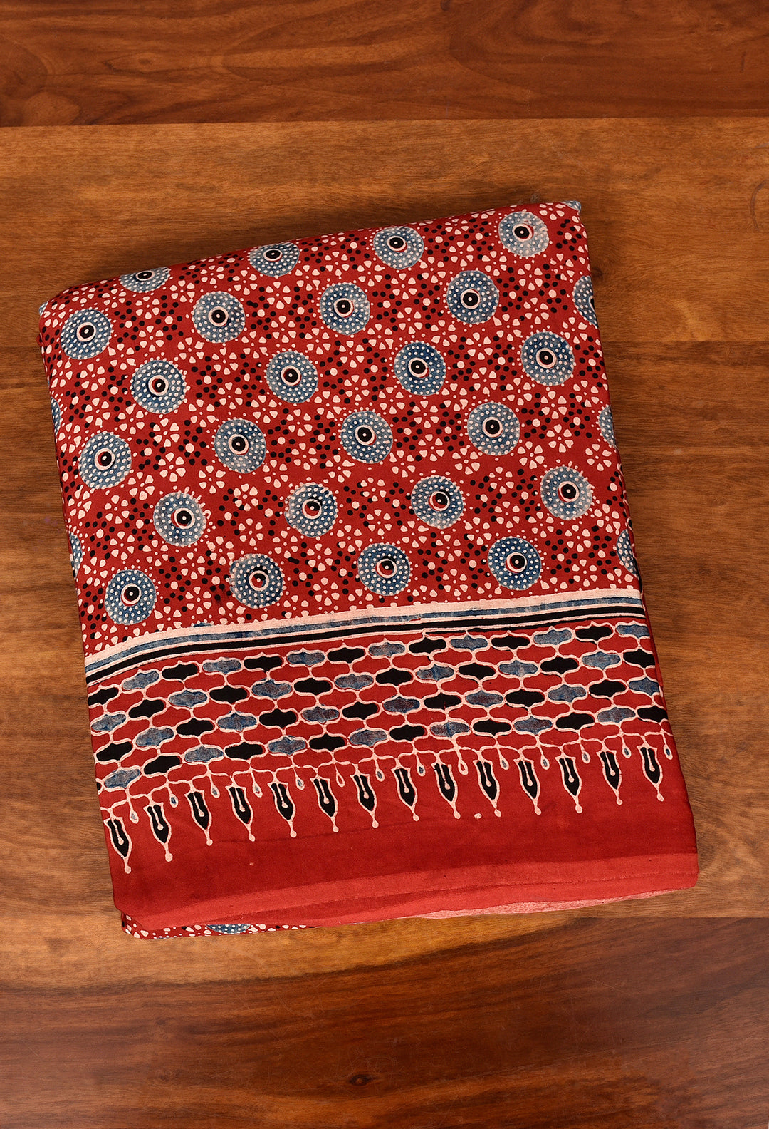 UJISHA : AJRAKH HANDBLOCK MODAL SILK SAREE