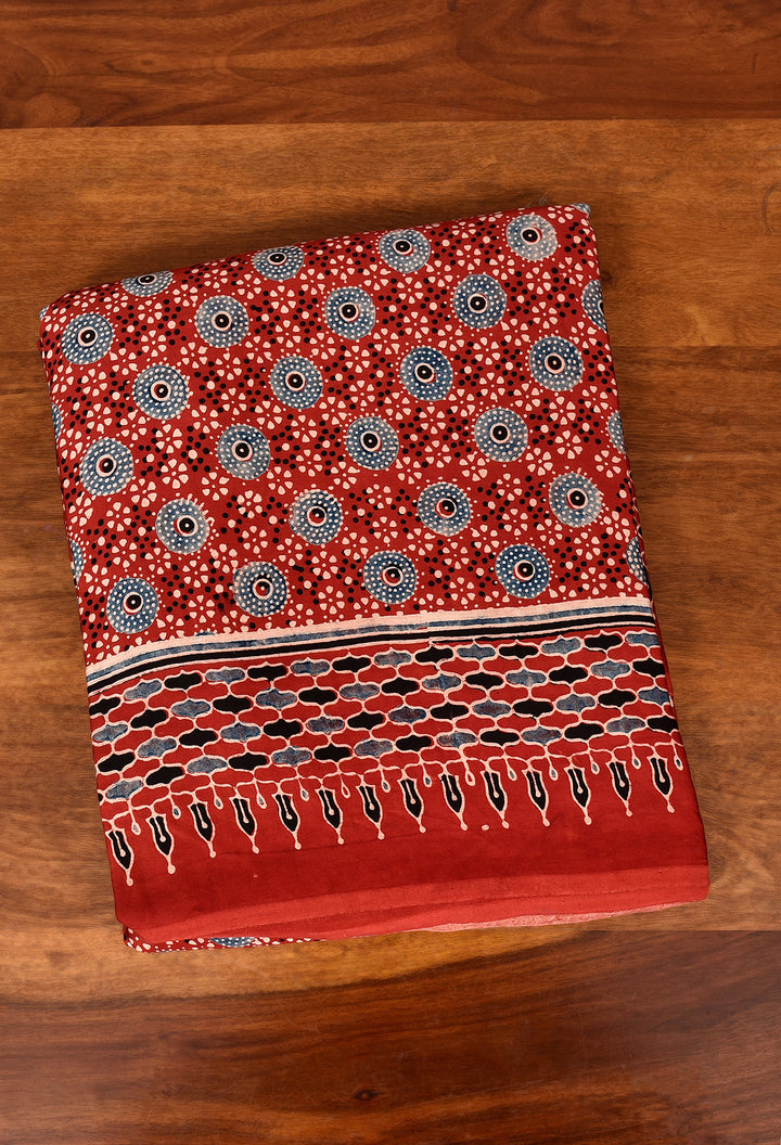 UJISHA : AJRAKH HANDBLOCK MODAL SILK SAREE