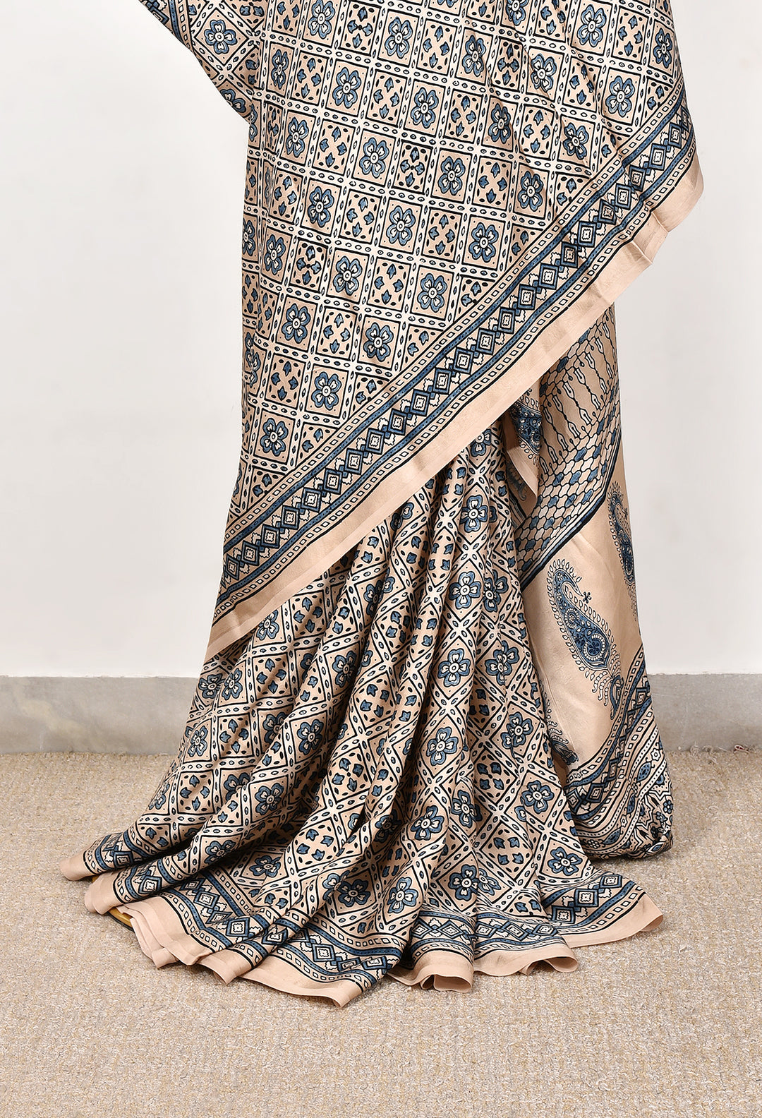 BAGIYA : AJRAKH HANDBLOCK MODAL SILK SAREE