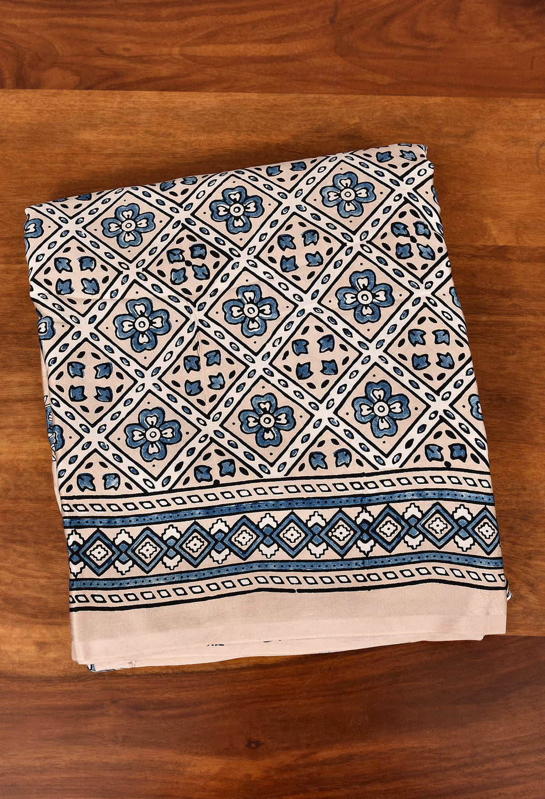 BAGIYA : AJRAKH HANDBLOCK MODAL SILK SAREE
